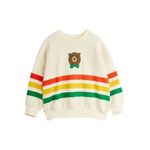 Mini Rodini bear stripe sweatshirt offwhite | trui-1