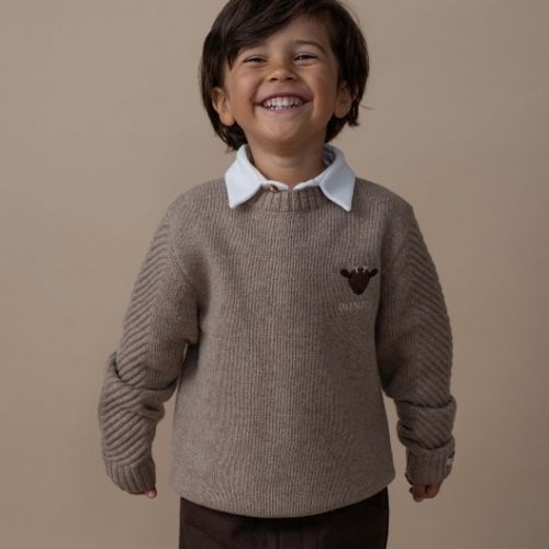 Donsje geeratz merino wool sweater stag milk chocolate melange | trui-2