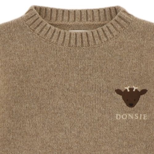 Donsje geeratz merino wool sweater stag milk chocolate melange | trui-3