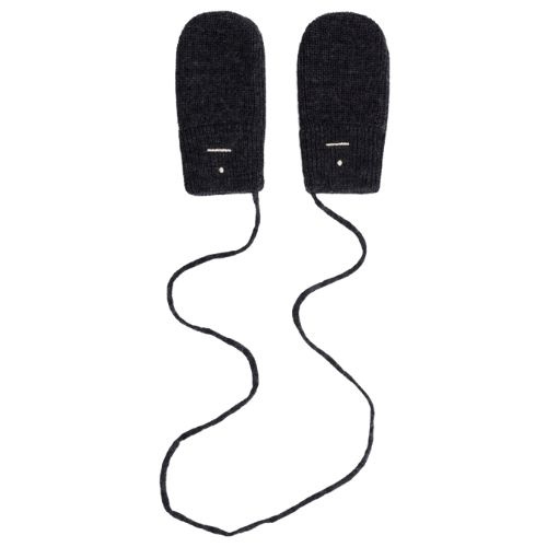 Gray Label baby knitted mittens black melange | wanten-1
