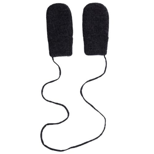 Gray Label baby knitted mittens black melange | wanten-2
