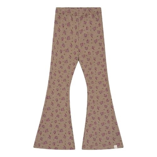 Navy Natural be flared brown melange flower | broek-1