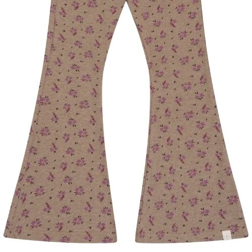 Navy Natural be flared brown melange flower | broek-2