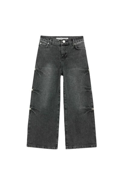 Homage mid waist jeans with big studs dark grey | broek