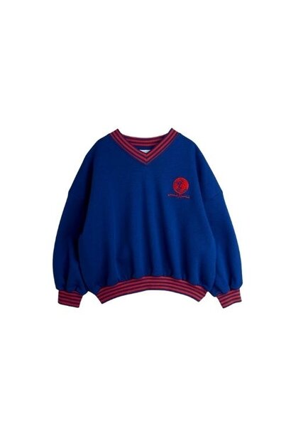 Mini Rodini striped rib earth emb sweatshirt blue | trui