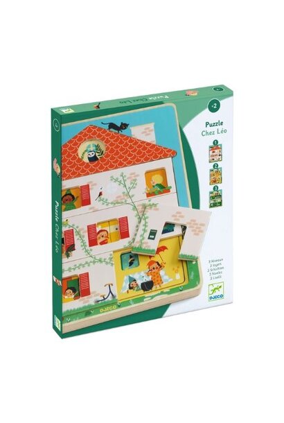 Djeco legpuzzel in luxe doos "leo leo" huishouden - 12 stukjes | puzzel