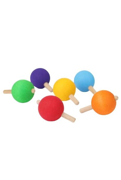 Grimm's rainbow spinning tops 6 stuks | houten tollen