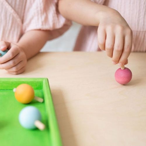 Grimm's pastel spinning tops 6 stuks | houten tollen-4