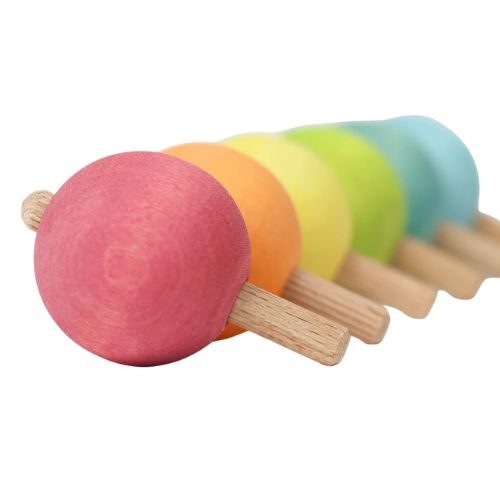 Grimm's pastel spinning tops 6 stuks | houten tollen-8