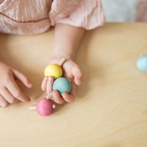 Grimm's pastel spinning tops 6 stuks | houten tollen-2