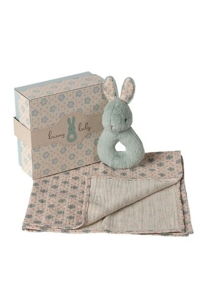Maileg rabbit rattle set mint