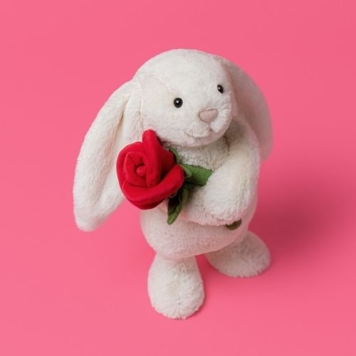Jellycat cream bunny with rose | knuffel-2