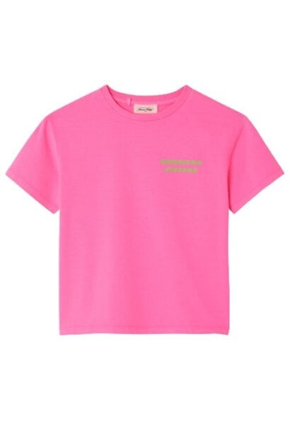 American Vintage fizvalley t-shirt droit mc col rond imprime rose fluo