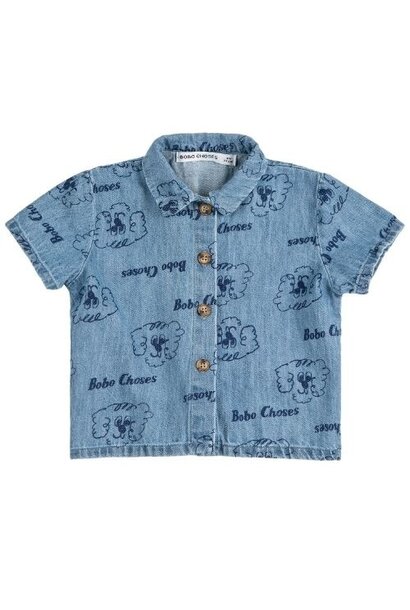 Bobo Choses pickles the dog all over denim shirt