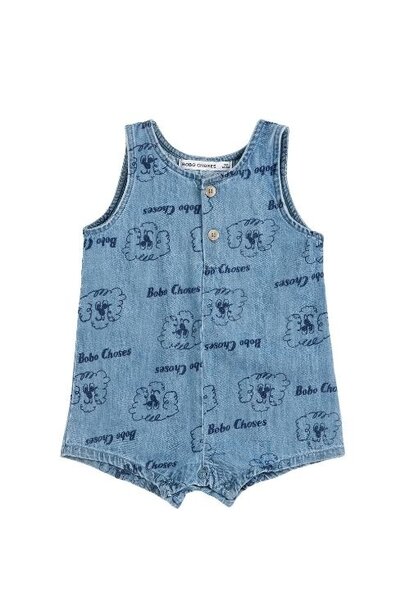Bobo Choses pickles the dog all over denim playsuit