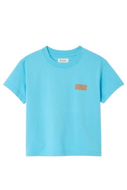 American Vintage gixy t-shirt ample mc col rond bleu ciel