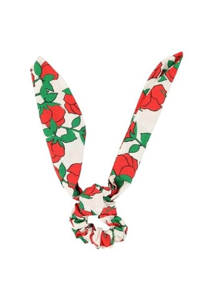 Piupiuchick scrunchie ecru w/ red roses - wokkel