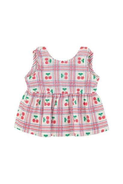 Piupiuchick baby top ecru w/ cherries allover