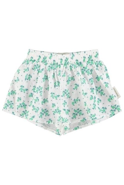 Piupiuchick shorts ecru w/ green flowers allover - korte broek