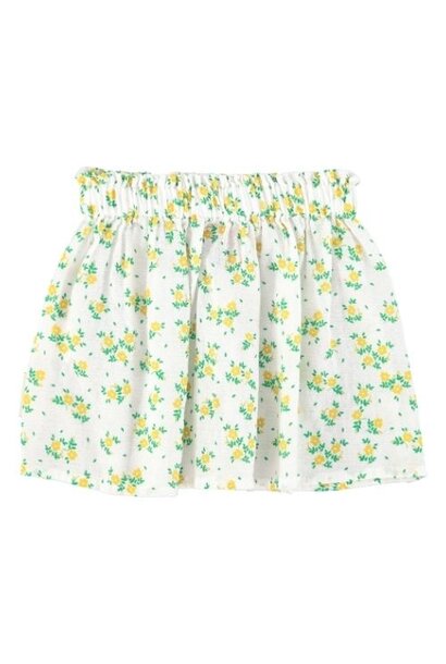 Piupiuchick short skirt ecru w/ yellow flowers allover - rok