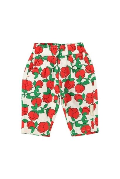 Piupiuchick baby trousers ecru w/ red roses print - broek
