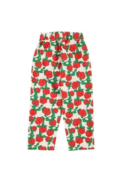 Piupiuchick trousers ecru w/ red roses print - broek