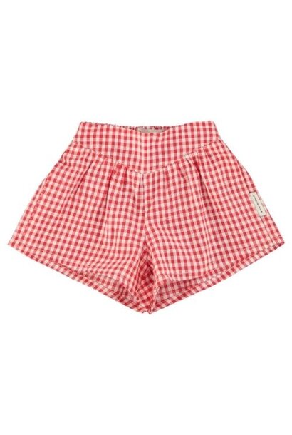 Piupiuchick shorts red & ecru checkered - korte broek