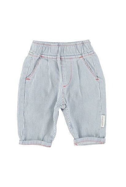 Piupiuchick baby unisex trousers ecru w/ indigo stripes - broek
