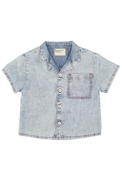 Piupiuchick hawaiian shirt blue light denim