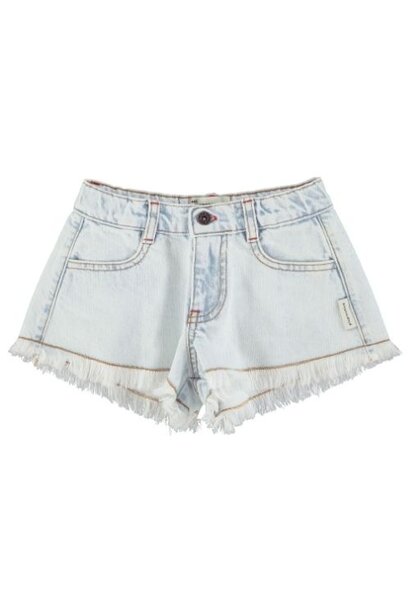 Piupiuchick shorts w/ fringes washed light blue denim - korte broek