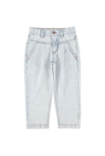 Piupiuchick mom fit trousers washed light blue denim - broek