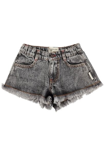 Piupiuchick shorts w/ fringes washed black denim - korte broek