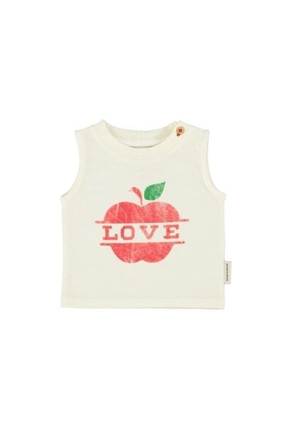 Piupiuchick baby sleeveless t-shirt ecru w/ apple print