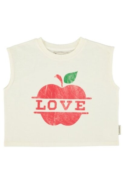 Piupiuchick sleeveless t-shirt ecru w/ apple print