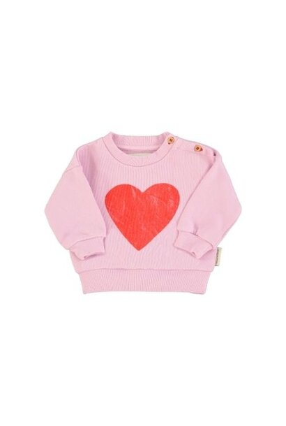 Piupiuchick baby sweatshirt lilac w/ red heart print - trui