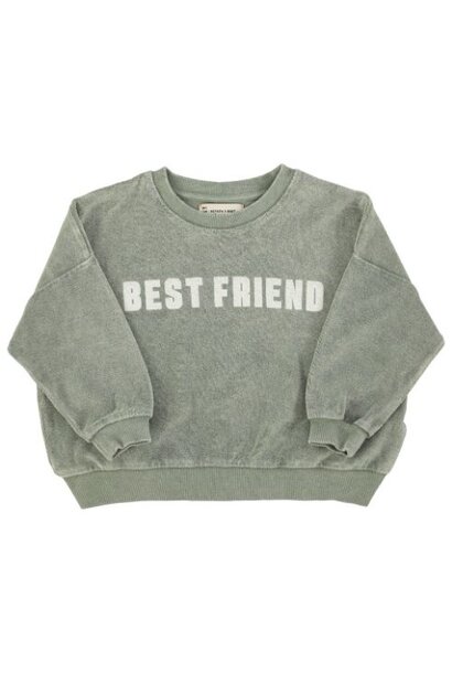 Piupiuchick sweatshirt washed green w/ "best friend" print - trui