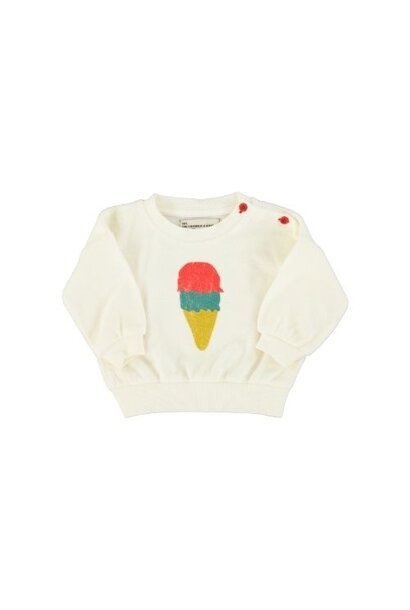 Piupiuchick baby sweatshirt ecru w/ ice cream print - trui