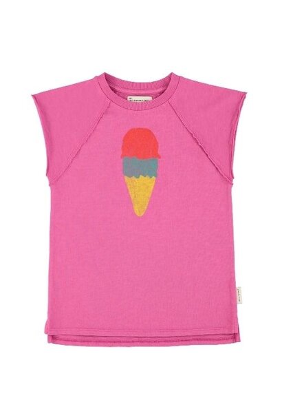 Piupiuchick t-shirt dress fuchsia w/ ice cream print