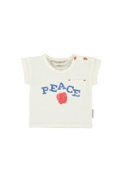 Piupiuchick baby t-shirt ecru w/ "peace" print