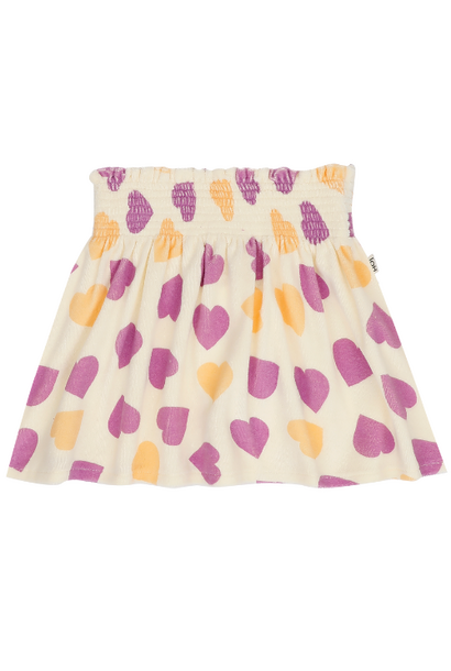 House of Jamie smocked skirt happy hearts terry cotton -  rok