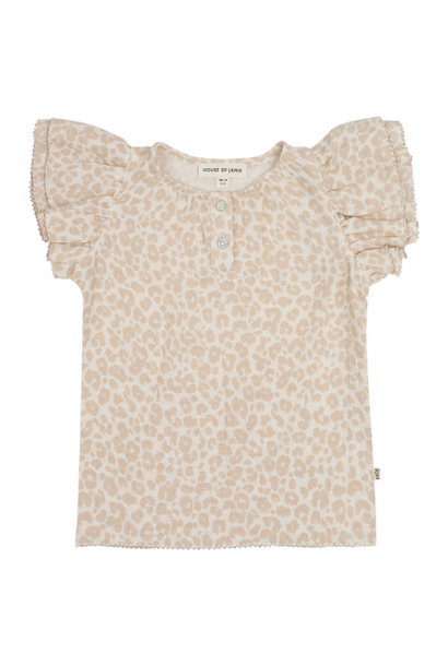 House of Jamie butterfly top beige leopard muslin - shirt