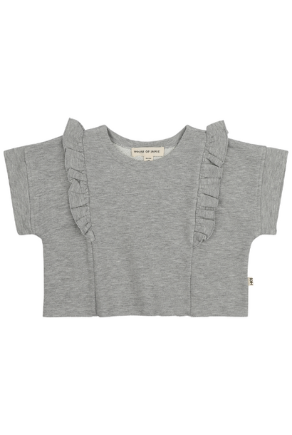 House of Jamie relaxed ruffled tee grey melange sweat - shirt