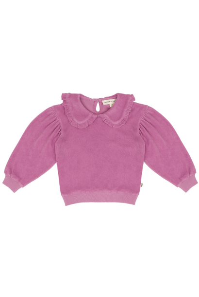 House of Jamie balloon collar sweater violet terry cotton - trui