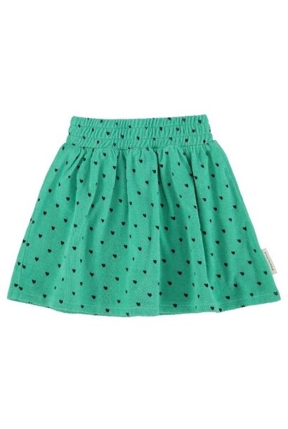 Piupiuchick short skirt green w/ black hearts allover