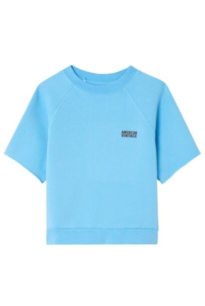 American Vintage izubird sweat mc col rond bleu ciel vintage trui