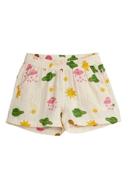 Mini Rodini space aop muslin shorts off-white