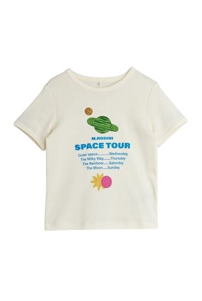 Mini Rodini space tour regular sp ss tee off-white