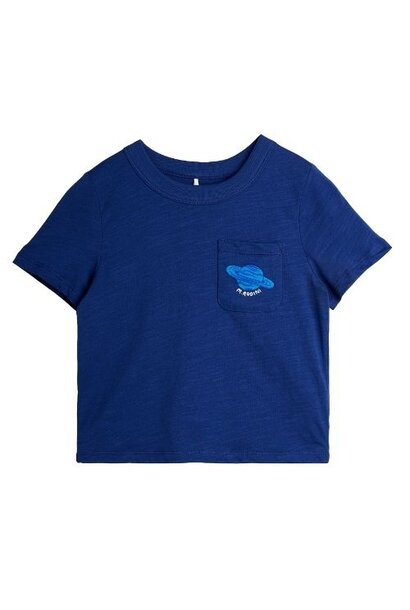 Mini Rodini planet emb ss tee blue