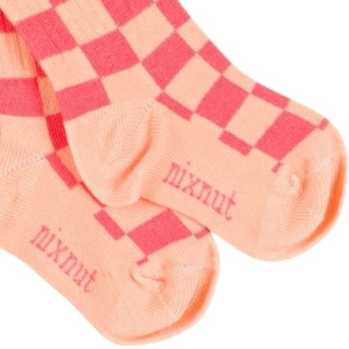 Nixnut checkered socks coral - sokken-5