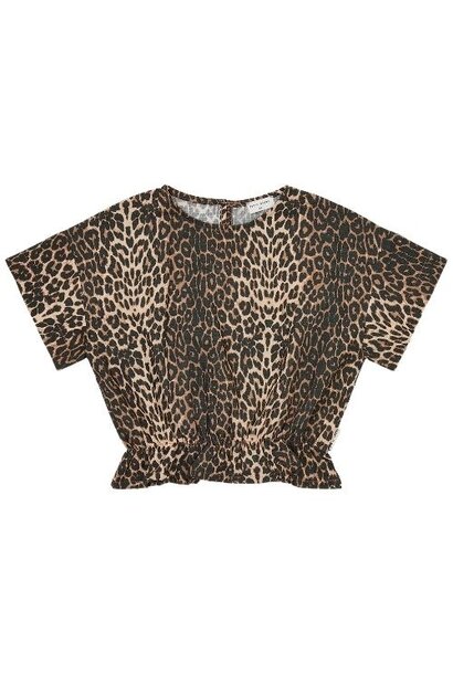 Petit Blush blouse elastic waist leopard aop